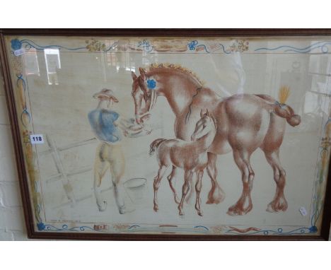 John Rattenbury SKEAPING (1901-1980) colour lithograph titled "Mare and Foal", from the "Prints for Schools" series, signed a