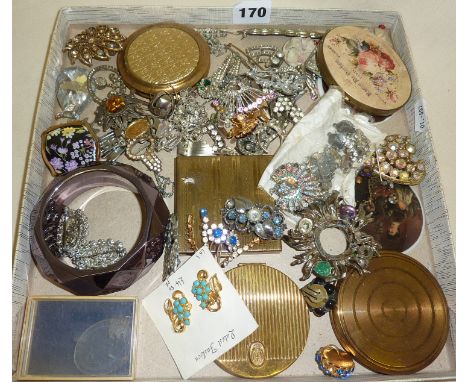 Vintage compacts, costume jewellery etc