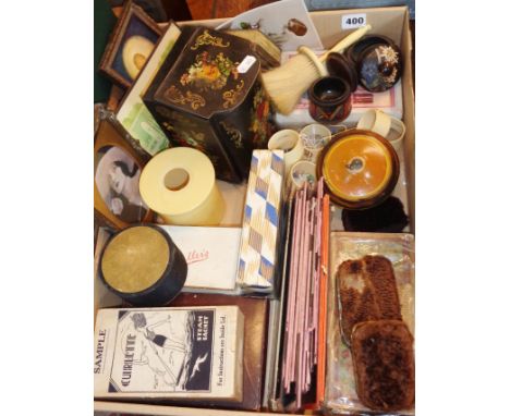 Advertising boxes, C. 1920's/30's, Magic Lantern Slides, fur purses, tins 