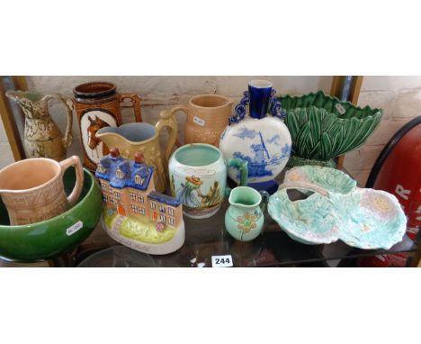 Shelf of assorted pottery including Bretby, Sylvac etc (12 pieces)