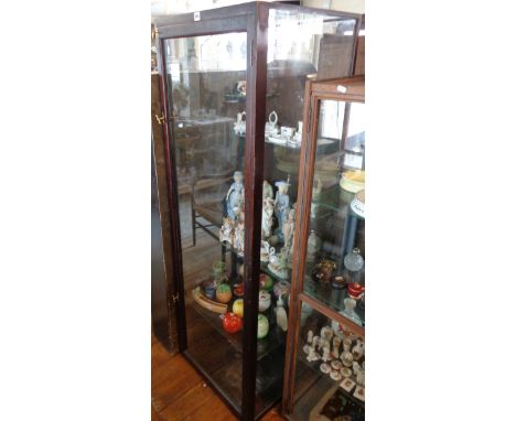 Victorian mahogany large glazed shop display unit with brass fixings and internal light