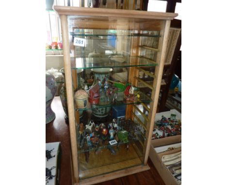 Light oak table top glazed shop display cabinet