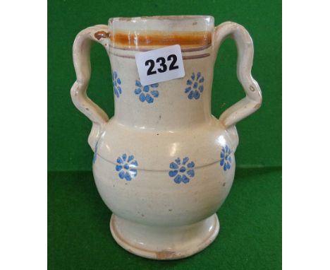 Continental two handled tin-glazed pitcher