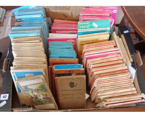 Large collection of old Ordnance Survey 2½" to 1 - mile maps, inc. an Oxford &amp; Cambridge Historical Atlas by Benians &amp