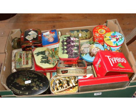 Box of vintage tins