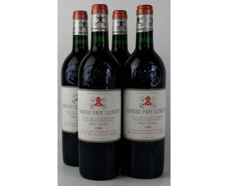 4 Bottles Chateau Pape Clement Grand Cru Classe Pessac-Leognan              (tears on one label)                             