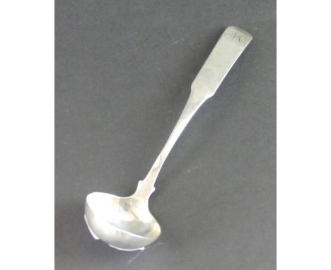 Banff; A mid 19th Century Scottish provincial silver toddy ladleOf fiddle pattern, engraved with initial 'M', by John McQueen