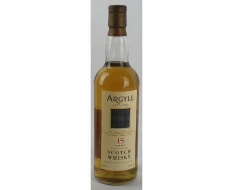 1 bottle Argyll 15yo (1977 - 1992) Single Malt Scotch Whisky 46% abv (one of a limited rare bottling of only 500 commissioned