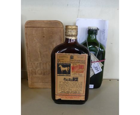 1 Rare bottling Half bottle Flask White Horse Whisky 1940's 'Flip-Cap' (High fill - fully intact seal and label) Registered N