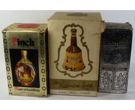 3 Bottles collection 1970's Deluxe branded Scotch Whisky in original Presentation Cartons Comprising 1 Bell's Bell Decanter (