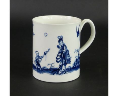 An 18th Century Worcester blue and white small tankardDecorated in the 'Walk in the Garden' pattern, height 9cm    CONDITION 