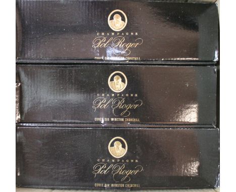 3 Magnum Bottles champagne Pol Roger Cuvee Sir Winston Churchill Vintage 1975 (levels at less than 1cm - in perfect condition