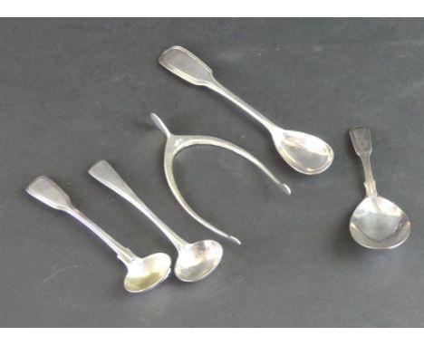 A Victorian English provincial silver preserve spoonOf fiddle and thread pattern, by Thomas Sewell I, Newcastle 1871, togethe
