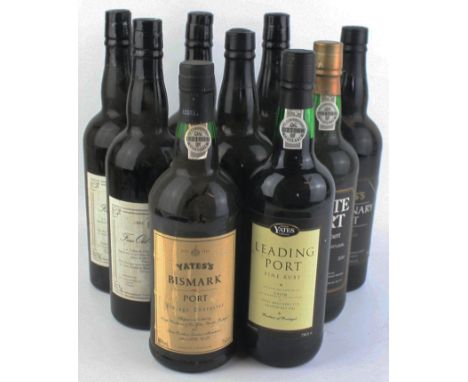 9 Bottles assortment of Yates's PortComprising 4 bottles Yates's Fine Old Tawny, 1 bottles Yates's Centenary 'Bismarck' Port,
