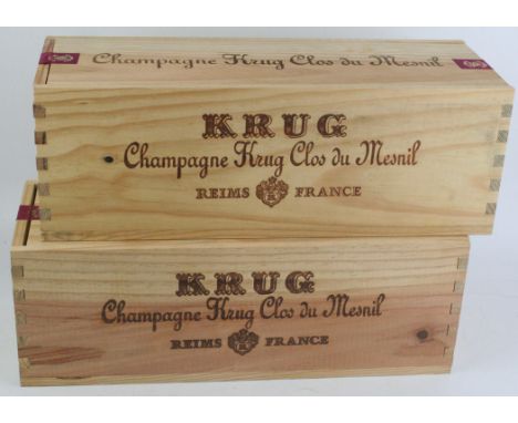 2 Bottles Champagne Krug Clos du Mesnil Vintage 1988Perfect condition in Original Wooden Presentation boxes and outer cartons