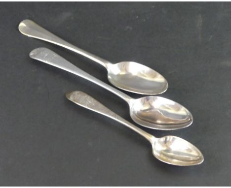 Cork; Two 18th Century Irish provincial silver tablespoonsThe first with engraved edging, crested, probably by John Nicolson 