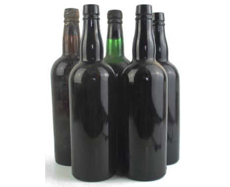 5 Bottles mixed Lot unidentified Vintage PortsIncluding 1 bottle Vintage Port Believed 1940's, 1 bottle Believed Vintage Port