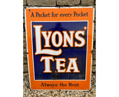 A large Lyons' Tea enamel advertising sign, 30 x 40". 