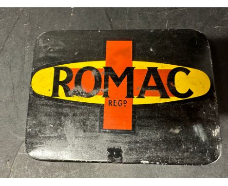 A Romac first aid tin, with contents. 