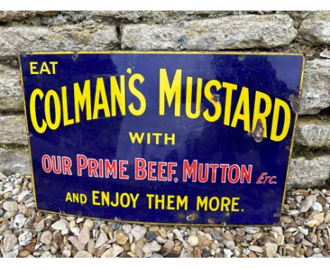 A Colman's Mustard 'Prime Beef, Mutton etc.' enamel advertising sign, 22 x 14". 