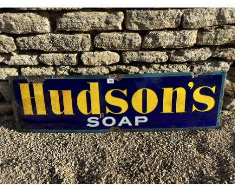 An early Hudson's Soap rectangular enamel sign, 41 x 11 3/4".