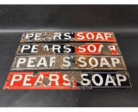 Four Pears Soap enamel strip signs, each 18 1/2 x 2 3/4". 
