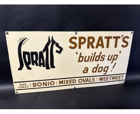 A Spratts 'builds up' a dog! enamel advertising sign, numbered 341 to bottom right, 24 x 12".&nbsp;