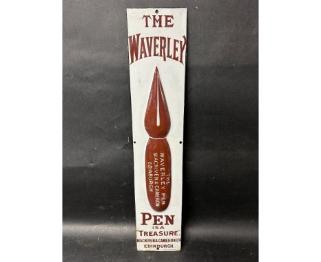 A Macniven &amp; Cameron Ltd. Waverley Pen enamel advertising sign 'The Waverley Pen is a "Treasure"', depicting a fountain p