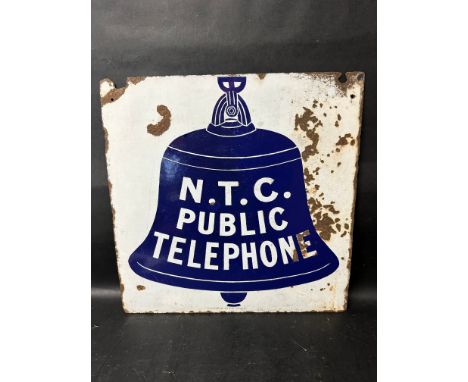 An N.T.C Public Telephone double sided square enamel sign by Willing &amp; Co. Ltd., some patches of restoration, 19 x 19". 
