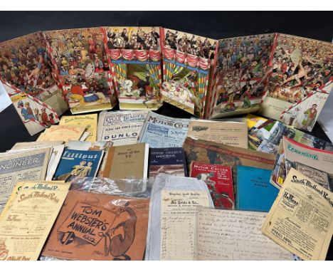An interesting lot of books and ephemera including a Tom Webster's 1922 annual, International Circus pop-up book, The Model E