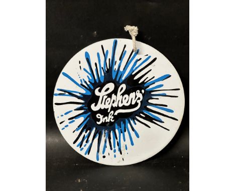 A reproduction Stephens' Ink circular enamel advertising sign, 8" diameter. 