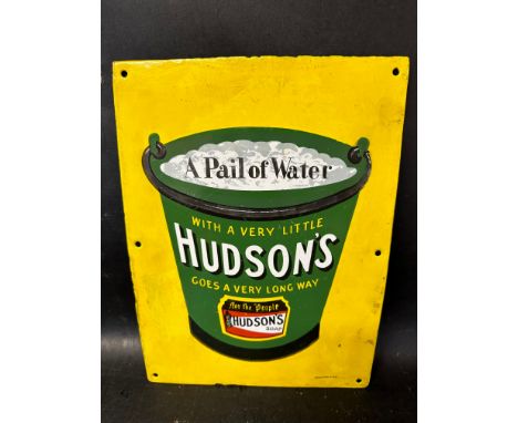 A Hudson's Soap 'pail of water' enamel advertising sign by Stainton &amp; Hulme, Birmingham, yellow background restored, 9 1/