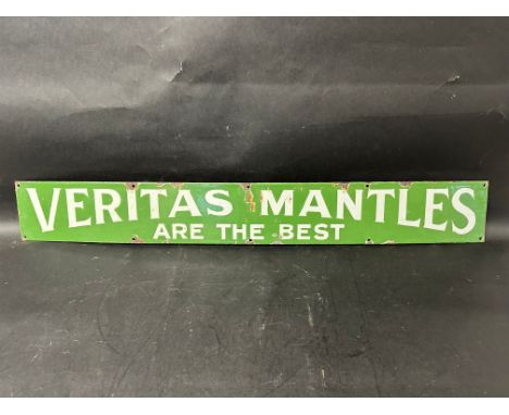 A Veritas Mantles Are The Best enamel advertising sign, 39 x 5". 