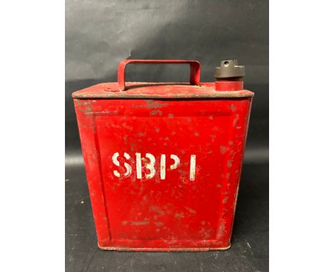 A Shell Mex and BP Ltd. two gallon petrol can with stencilled lettering SBPI, Valor 3 S to base, Shell cap.