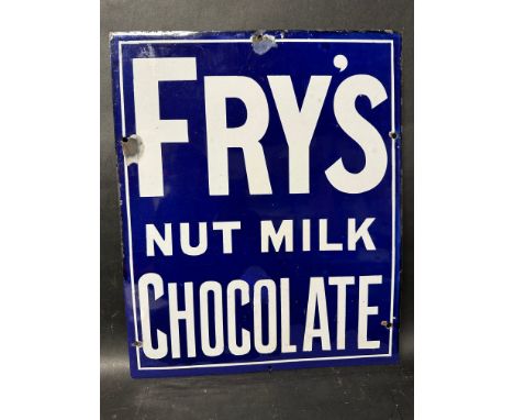 A Fry's Chocolate Nut Milk enamel advertising sign with several patches of restoration, see photographs, 14 x 17". 