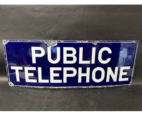 A Public Telephone enamel sign, 33 x 12". 