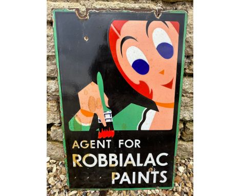 A Robbialac Paints double sided enamel advertising agent sign, 16 1/4 x 24 3/4". 