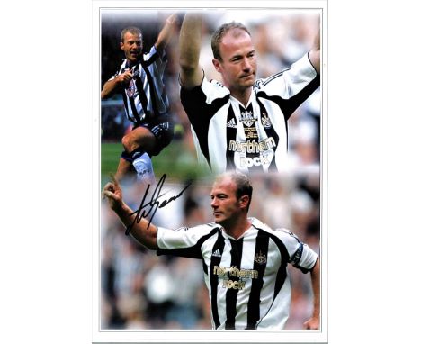 Football Alan Shearer 16x12 signed colour montage photo picture during his playing days with Newcastle United. Good Condition