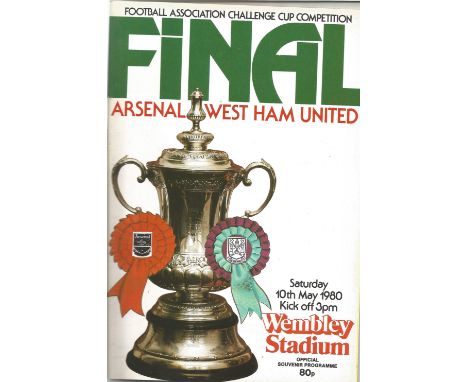 Football Arsenal v West Ham Utd vintage programme FA Cup Final Wembley Stadium 10th May 1980. Good Condition. All signed piec