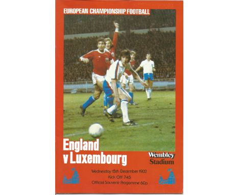 Football England v Luxembourg vintage programme European Qualifying match 15th Dec 1982. Good Condition. All signed pieces co