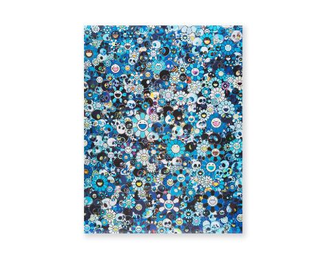 Takashi Murakami (Japanese 1962-), 'Blue Flower &amp; Skulls', 2012, offset lithograph in colours on wove paper, signed and n