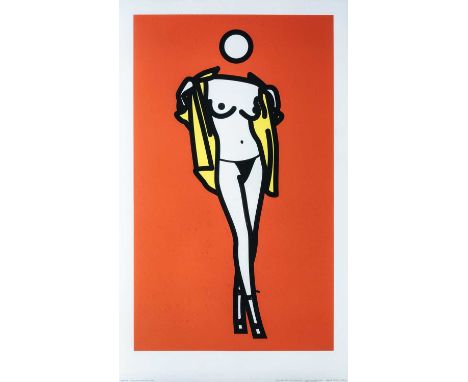 Julian Opie (British 1958-), 'Woman Taking Off Man's Shirt. 5', 2003, screenprint in colours on paper, published by K21 Kunst