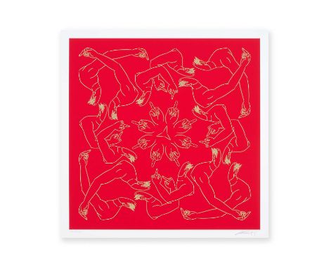Ai Weiwei (Chinese 1957-), 'Middle Finger In Red', 2023, screenprint in colours on 410gsm Somerset Tub Sized paper, signed an