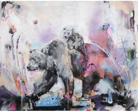 Kate Whiteman (British), 'Little Cub', 2025, unique, oil and mixed media on canvas, signed and titled to the canvas verso, ca