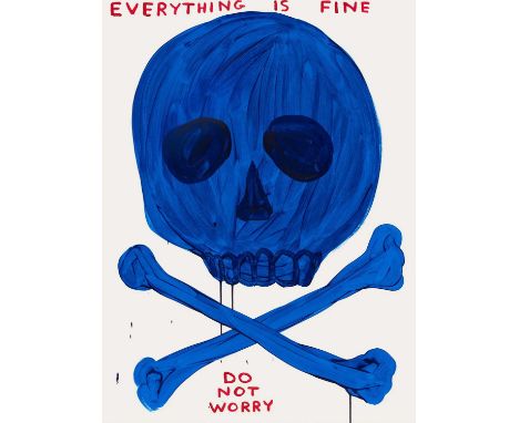 David Shrigley (British 1968-), 'Everything Is Fine', 2023, screenprint in colours with varnish overlay on 410gsm Somerset Sa