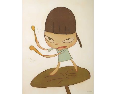 Yoshitomo Nara (Japanese 1959-), 'Marching On A Butterbur Leaf', 2019, offset lithograph in colours on archival paper, from a
