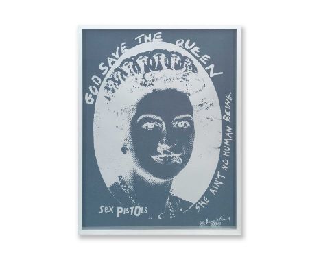 Jamie Reid (British 1947-), 'God Save The Queen (Silver on Blue), 1997, screenprint in colours on archival paper, signed, dat
