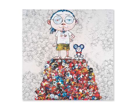 Takashi Murakami (Japanese 1962-), 'DOB &amp; Me: On the Red Mound of the Dead', 2013, offset lithograph in colours on wove p