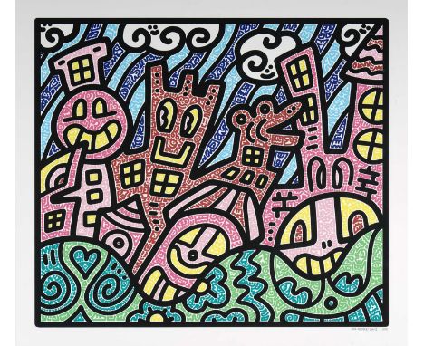 Mr Doodle (British 1994-) 'Pretty City', 2023, screenprint in colours on 410gsm Somerset Stain Radiant paper, signed, dated a
