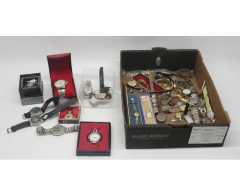 Timex stainless steel wristwatch with date; Ladies Oris gold plated wristwatch; ladies Marvin chrome wristwatch; other mechan